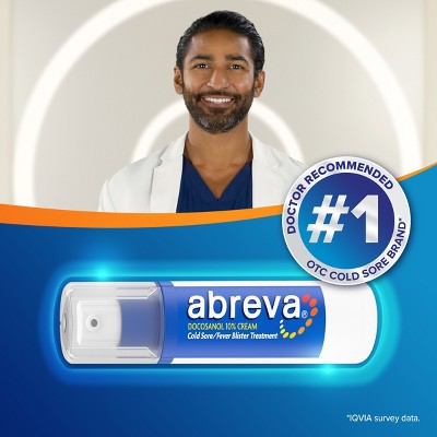 Abreva Docosanol 10% Cream Cold Sore/Fever Blister Treatment Pump - 0.07oz