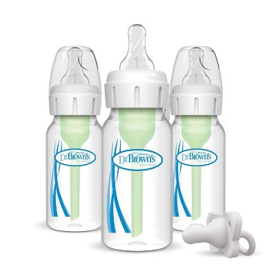 Dr. Brown's 4oz Anti-Colic Options+ Narrow Baby Bottle with Level 1 Slow Flow Nipple & HappyPaci Pacifier - 0m+