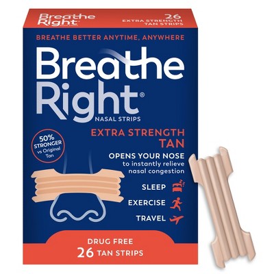Breathe Right Extra Tan Drug-Free Nasal Strips for Congestion Relief