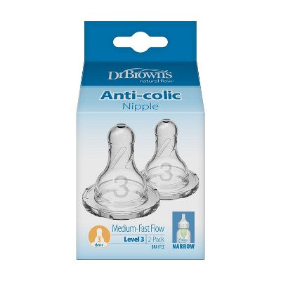 Dr. Brown's Level 3 Narrow Baby Bottle Silicone Nipples 6m+