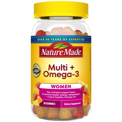 Nature Made Women Multivitamin Gummies Plus Omega 3, USP Verified - Strawberry, Lemon, & Orange - 80ct