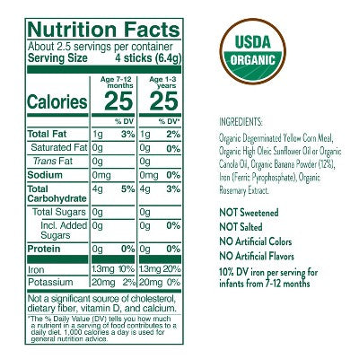 Little Bellies Organic Banana Pick-Me Sticks Baby Snacks - 0.56oz