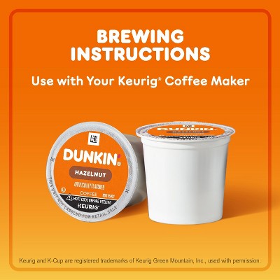 Dunkin' Hazelnut Flavored Medium Roast Coffee - Keurig K-Cup Pods - 22ct: Arabica Beans