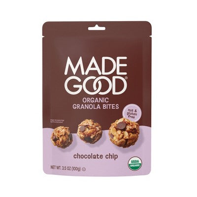 MadeGood Chocolate Chip Organic Granola Bites - 3.5oz: Vegan, Nut Free