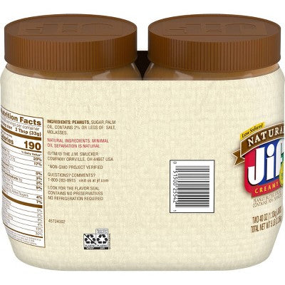 Jif Creamy Peanut Butter Spread Twin Pack - 80oz