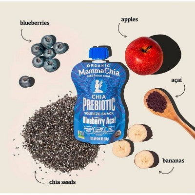 Mamma Chia Blueberry Acai Squeeze Vitality Snack Pouches - 14oz/4pk