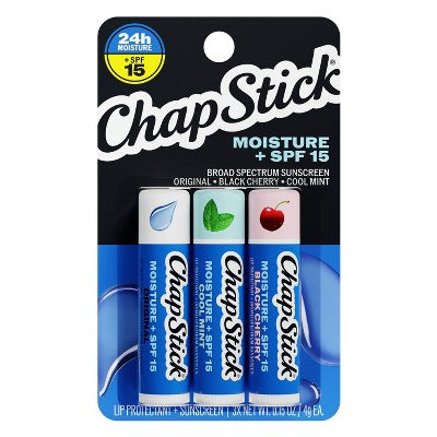 Chapstick Moisture Lip Balms Variety Pack - SPF 15 - 3ct/0.45oz