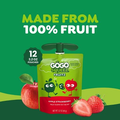 GoGo SqueeZ No Sugar Added Applesauce and Fruit Puree Apple Strawberry  - 38.4oz/12ct