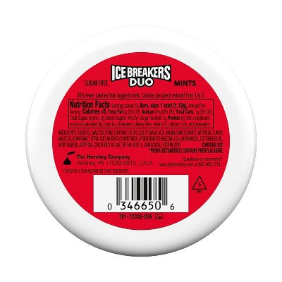 Ice Breakers Duo Strawberry Sugar Free Mint Candies - 1.3oz