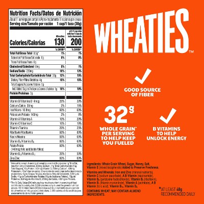 Wheaties Breakfast Cereal -15.6oz - General Mills: Whole Grain, Low Fat