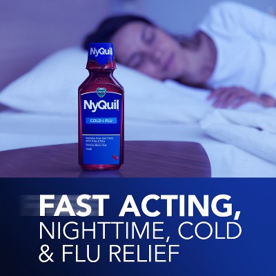 Vicks NyQuil Cold & Flu Medicine Liquid - Cherry - 12 fl oz: Acetaminophen, 1 Package Quantity
