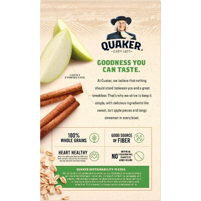 Quaker Instant Oatmeal Apple Cinnamon - 8ct/12.1oz: 100 Percent Whole Grain, No Artificial Flavors