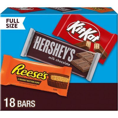 Reese's, Hershey's and Kit Kat Milk Chocolate Candy Bars Variety Pack - 18ct