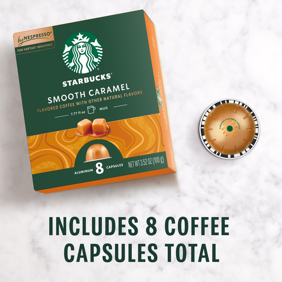 Starbucks Smooth Caramel Vertuo, Starbucks by Nespresso VL, Light Roast Coffee - 8 Pods