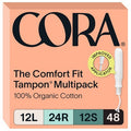 Cora Organic Cotton Tampons Multipack - Light/Regular/Super Absorbency - 48ct