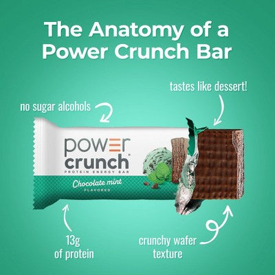 Power Crunch Chocolate Mint Wafer Whey Protein Energy Bars 13g Protein - 5ct