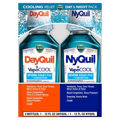 Vicks DayQuil & NyQuil Severe VapoCOOL Cold & Flu Medicine Liquid - 24 fl oz