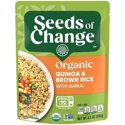 Seeds of Change Organic Quinoa and Brown Rice Mix Microwavable Pouch - 8.5oz: No Artificial Flavors, Garlic