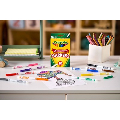 Crayola 10ct Fine Line Markers, Elementary School Supplies for Kids, Art Classroom Must Haves, Drawing & Coloring Gift, Ages 3+