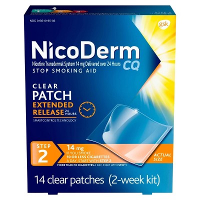NicoDerm CQ Stop Smoking Aid Clear Patches Step 2 - 14ct
