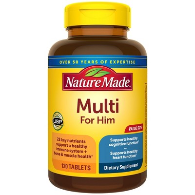 Nature Made Mens Multivitamin with No Iron, Nutritional Support Tablets, USP Verified - 120ct