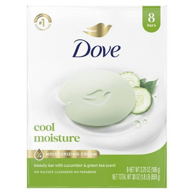 Dove Beauty Cool Moisture Beauty Bar Soap - Cucumber & Green Tea - 3.75oz each
