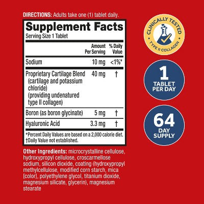 Move Free Ultra UCII Capsule Value Pack with Calcium and Collagen Tablets - 64ct