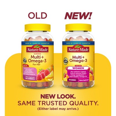 Nature Made Multi for Her + Omega-3 Gummies - Lemon, Orange & Strawberry