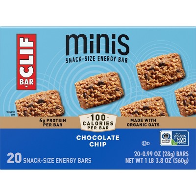 CLIF Bar Mini Chocolate Chip Granola Protein Bar Made with Organic Oats - 19.8oz/20pk