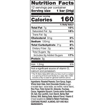 Nature Valley Sweet & Salty Dark Chocolate Peanut & Almond Bars - 12ct/14.4oz: Low Sodium, No Artificial Flavors, Crunchy