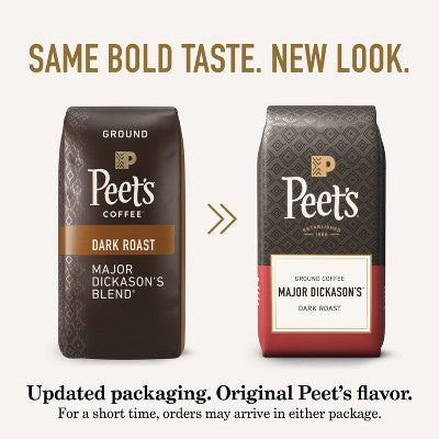 Peet's Major Dickason Dark Roast Ground Coffee - 18oz: Arabica Beans, Spice Flavor