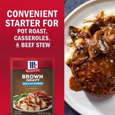McCormick 30% Less Sodium Brown Gravy Mix - 0.87oz: No Added MSG, No Artificial Flavors