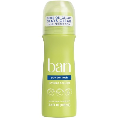 Ban Powder Fresh Invisible Women's Roll On Antiperspirant Deodorant - Powder Fresh - 3.5 fl oz​