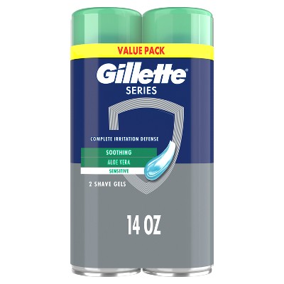 Gillette Series Soothing Men's Shave Gel Twin Pack with Aloe Vera for Sensitive Skin - 7oz/2pk