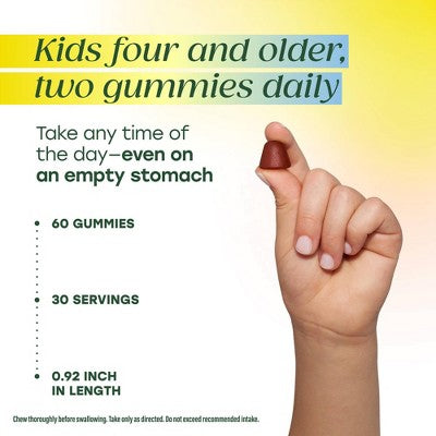 MegaFood Kids' Multivitamin, Vitamin C, Vitamin D & Choline, Vegetarian Gummies - 60ct