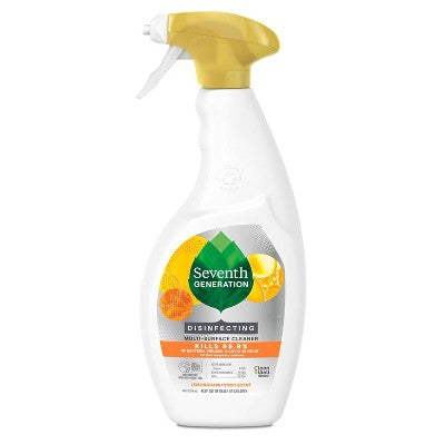 Seventh Generation Lemongrass Citrus Disinfecting Multi-Surface Cleaner - 26 fl oz: Phosphate-Free, Liquid Spray