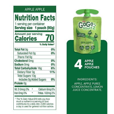 GoGo SqueeZ Applesauce, Apple Apple