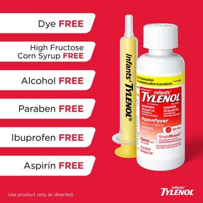 Infants' Tylenol Pain & Fever Reducer Liquid - Acetaminophen - Dye-Free Cherry - 2 fl oz