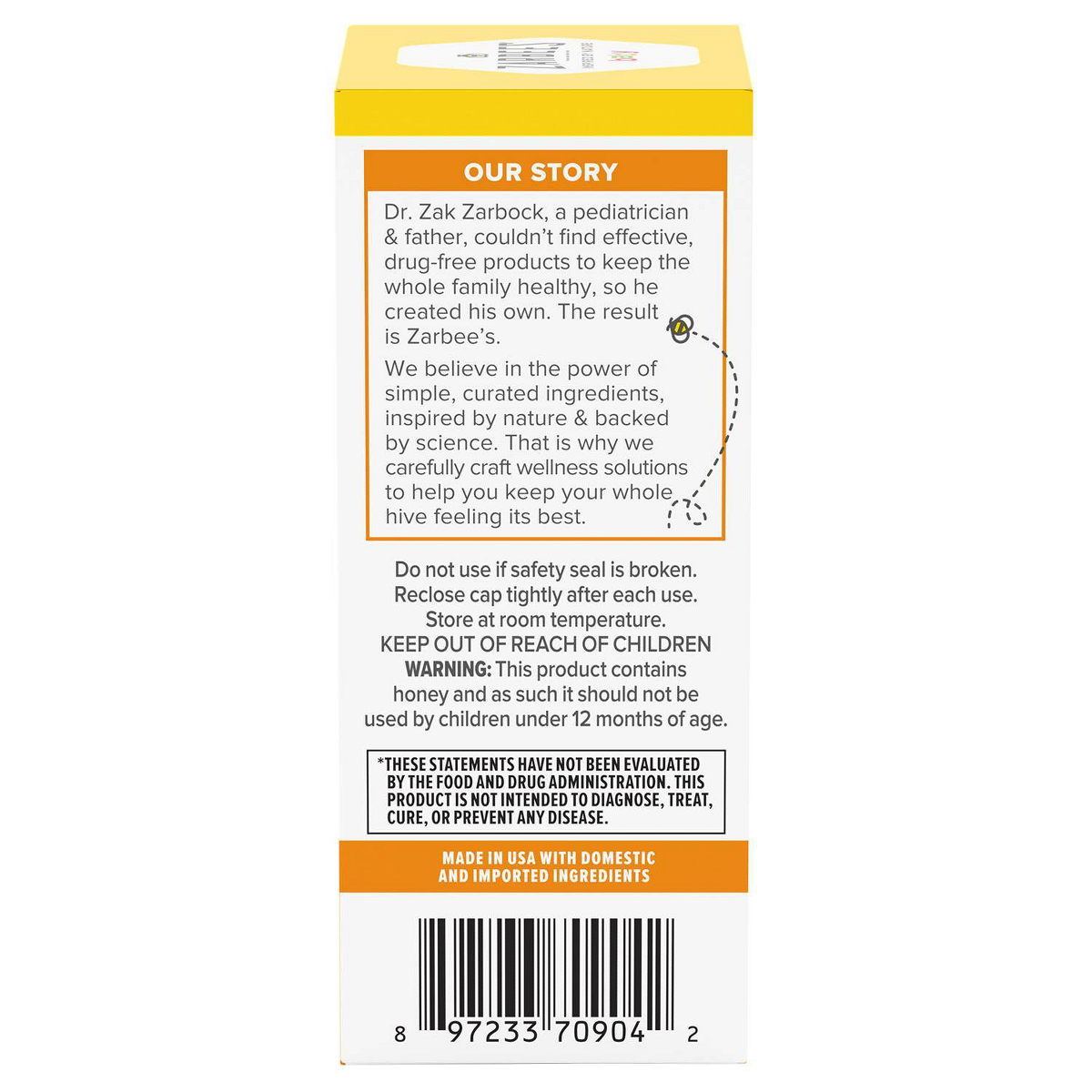 Zarbee's Baby Soothing Cough Syrup with Dark Honey - Natural Peach & Honey Flavor - 2 fl oz