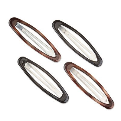 scünci No-Slip Grip Large Oval Snap Clips - Tortoise - All Hair - 4pcs