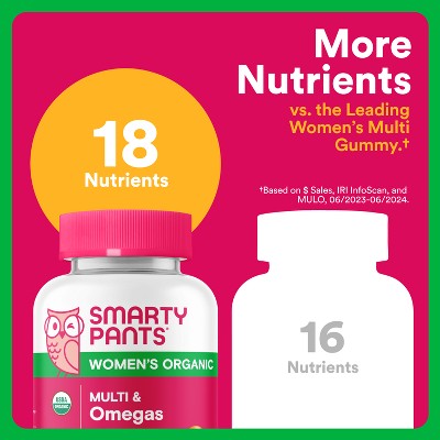 SmartyPants Organic Women's Multi & Vegetarian Omega 3 Gummy Vitamins with D3, C & B12 - 90 ct