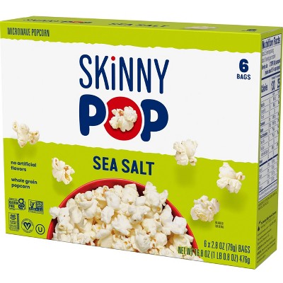 SkinnyPop Sea Salt Microwave Popcorn Multipack - 16.8oz/6ct