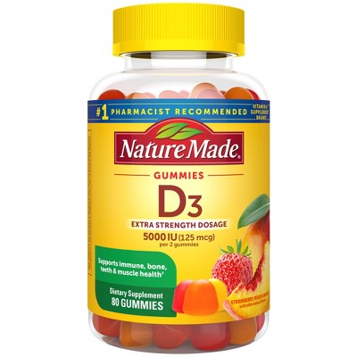Nature Made Extra Strength Vitamin D3 5000 IU (125 mcg) Bone Health & Immune Support Vitamin Gummies