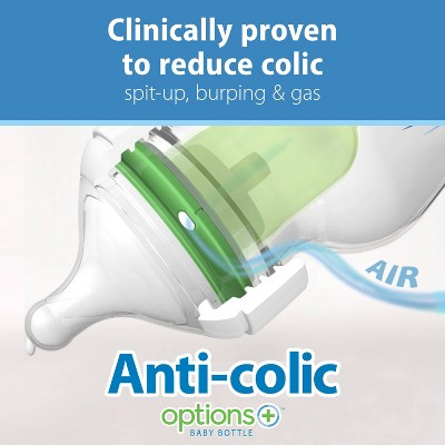 Dr. Brown's Plastic BPA-Free Anti-Colic Options+ Wide-Neck Baby Bottle with Level 1 Slow Flow Nipple - 0m+