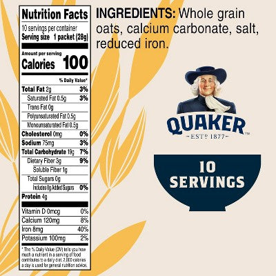 Quaker Instant Oatmeal Original - 10ct/9.8oz: American Heart Association Certified, No Artificial Flavors