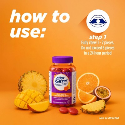 Alka-Seltzer Heartburn + Gas ReliefChews, Antacid Chews for Acid Indigestion Relief - 110ct