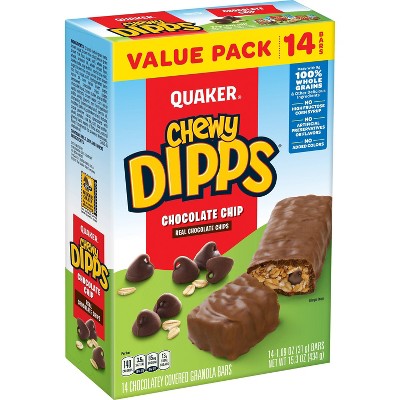 Quaker Chewy Dipps Chocolate Chip Granola Bars - 15.3oz/14ct: No Artificial Preservatives, Whole Grain