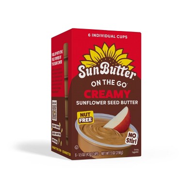SunButter On the Go Cups Creamy Sunflower Spread, Nut Free, Non-GMO – 9oz/6ct