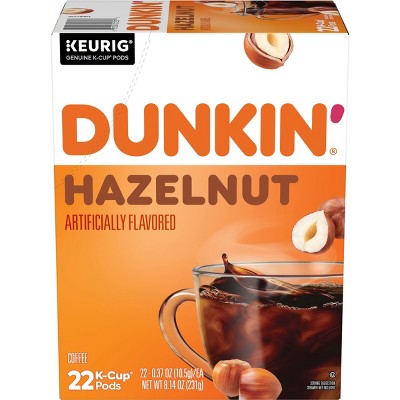 Dunkin' Hazelnut Flavored Medium Roast Coffee - Keurig K-Cup Pods - 22ct: Arabica Beans