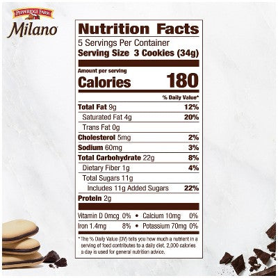 Pepperidge Farm Milano Dark Chocolate Cookies - 6oz/15ct